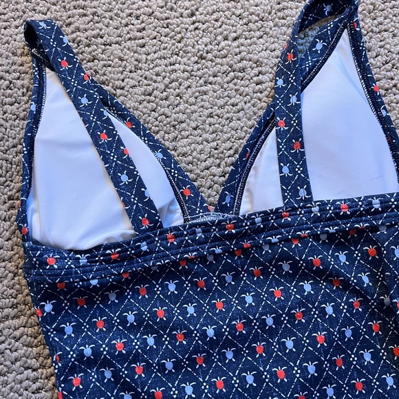 Reyn Spooner Women Swimsuit Blue Royal Honu Turtle V Neck Bathing Suit Size 4 - Picture 8 of 9